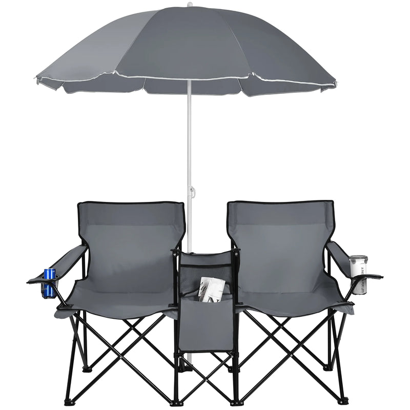 Portable 2-Person Chair w/ Cooler & Umbrella
