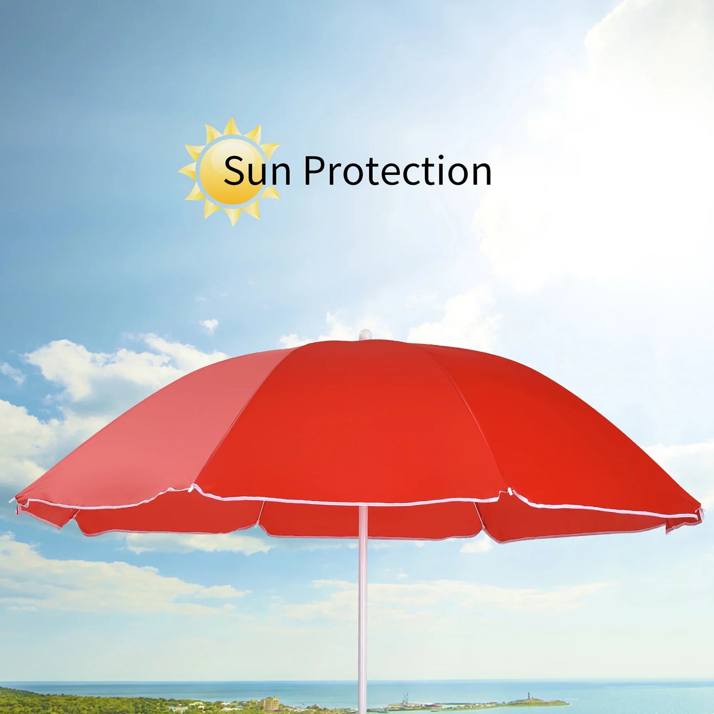 Portable Folding Picnic Double Chair W/Umbrella Table Cooler Beach Camping Red