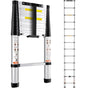 Retractable Telescoping Ladder, 10.5 Ft, Nylon Plastic Silver
