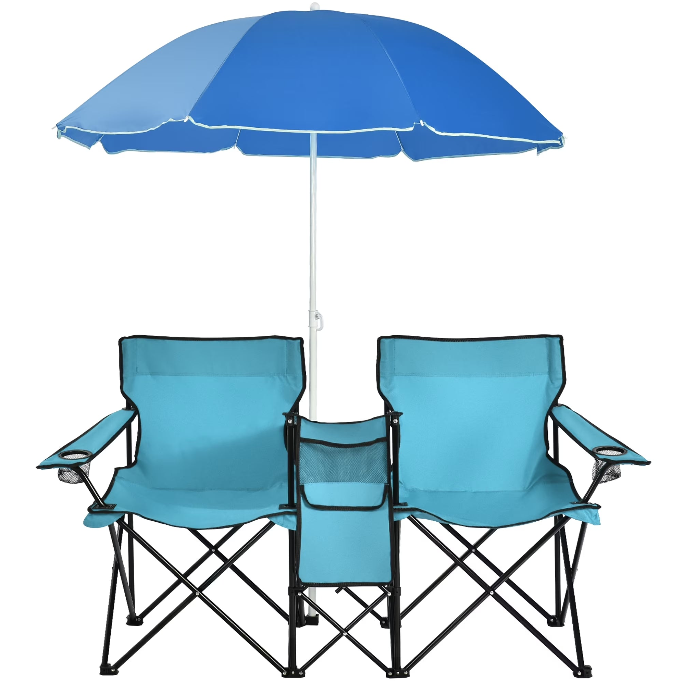 Portable 2-Person Chair w/ Cooler & Umbrella