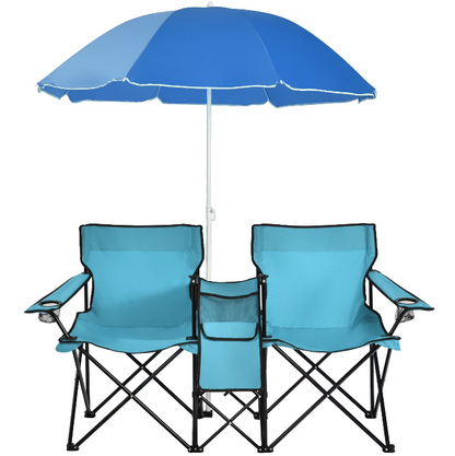 Portable 2-Person Chair w/ Cooler & Umbrella