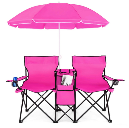 Portable 2-Person Chair w/ Cooler & Umbrella