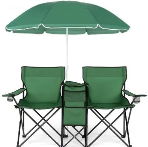 Portable 2-Person Chair w/ Cooler & Umbrella