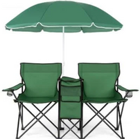 Portable 2-Person Chair w/ Cooler & Umbrella
