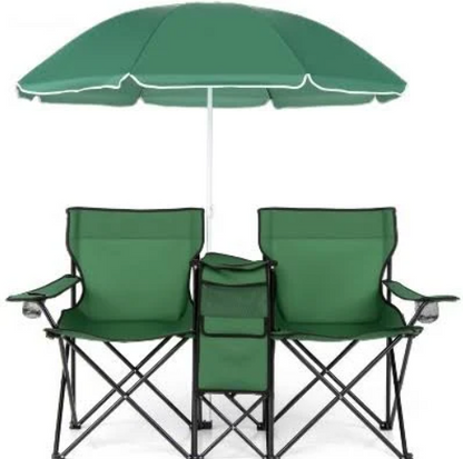 Portable 2-Person Chair w/ Cooler & Umbrella