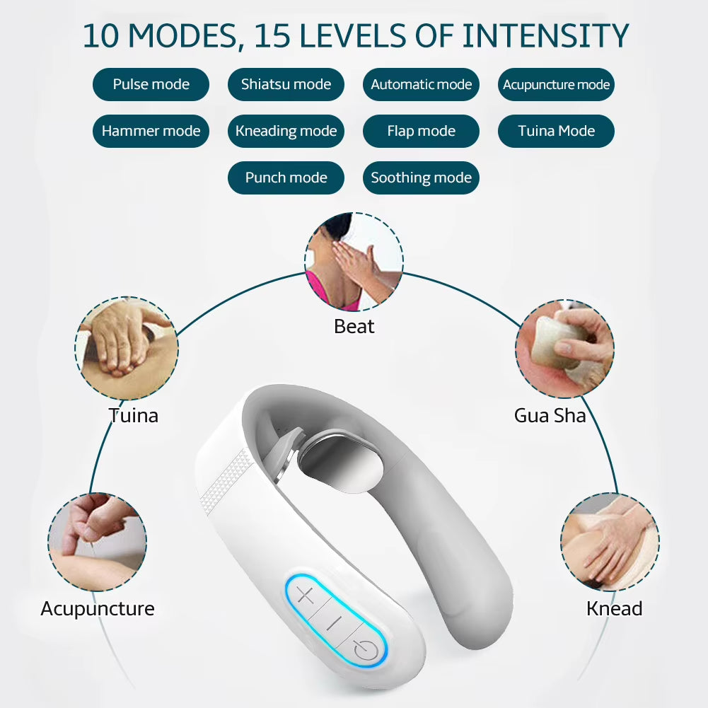 Pulse Neck Massager Electric Smart EMS Cervical Massagers TENS Pain Relief Relaxation Muscle Kneading Massage