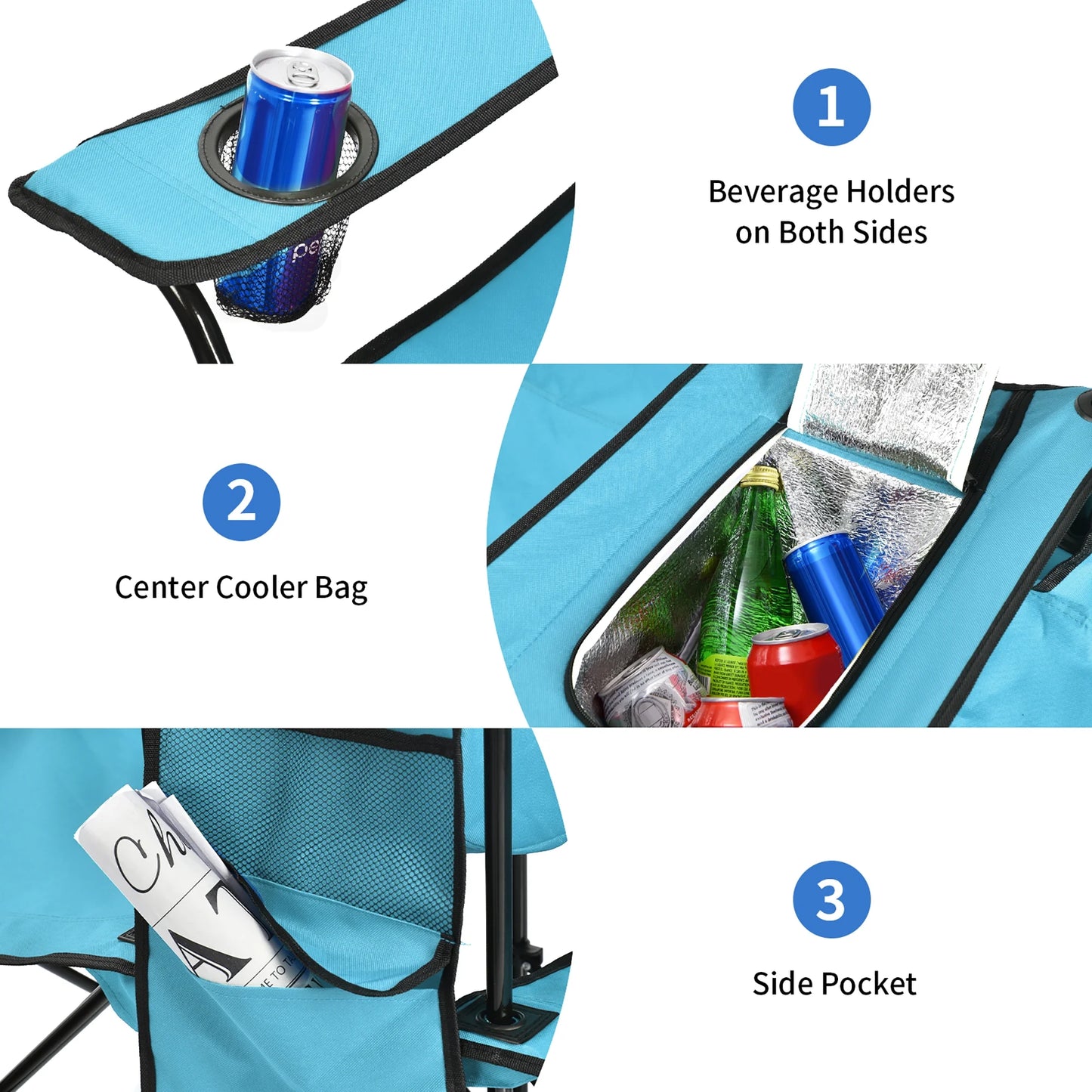 Portable Folding Picnic Double Chair W/Umbrella Table Cooler Beach Camping Turquoise